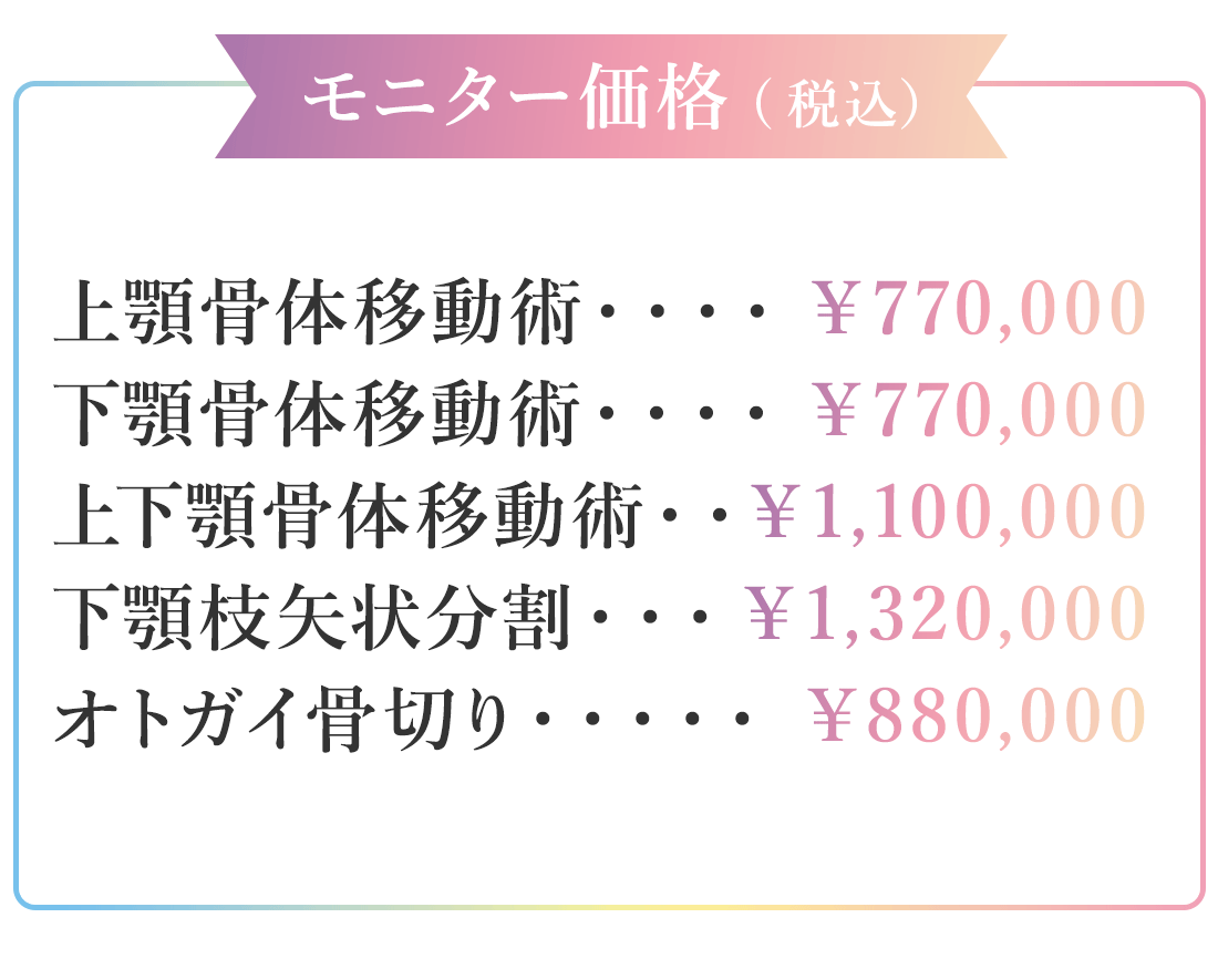 口腔外科施術モニター料金