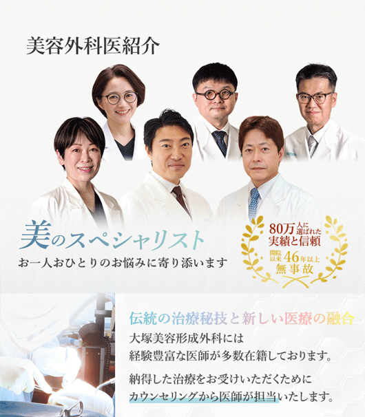 美容外科紹介　美のスペシャリスト お一人おひとりのお悩みに寄り添います。